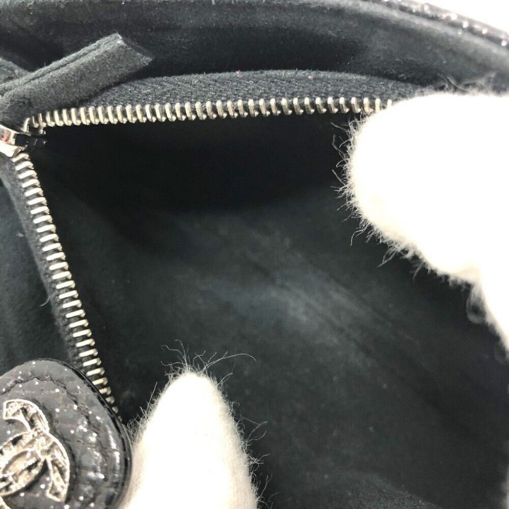 CHANEL CC Matelasse coin purse/Coin Compartment Pouch Leather Black/SilverHW - Picture 11 of 15